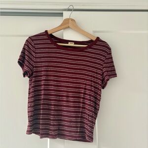Garage Burgundy Striped Short Sleeve Tee